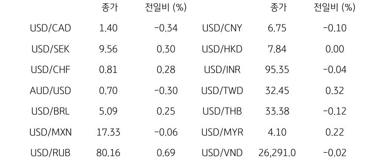 글로벌 주요 통화 동향