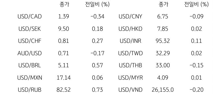 글로벌 주요 통화 동향