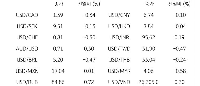 글로벌 주요 통화 동향