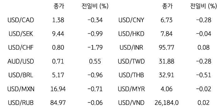 글로벌 주요 통화 동향