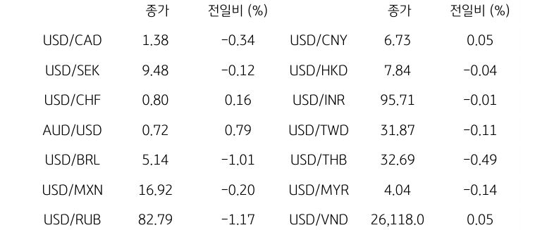 글로벌 주요 통화 동향