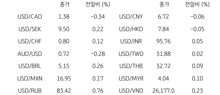 글로벌 주요 통화 동향