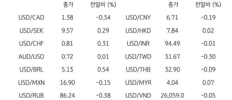 글로벌 주요 통화 동향