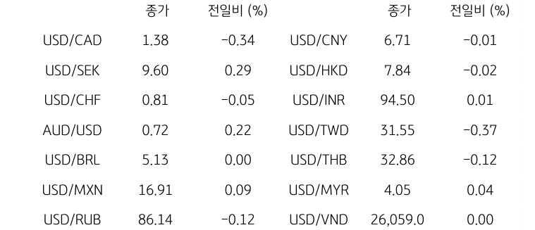 글로벌 주요 통화 동향