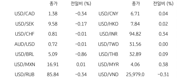 글로벌 주요 통화 동향