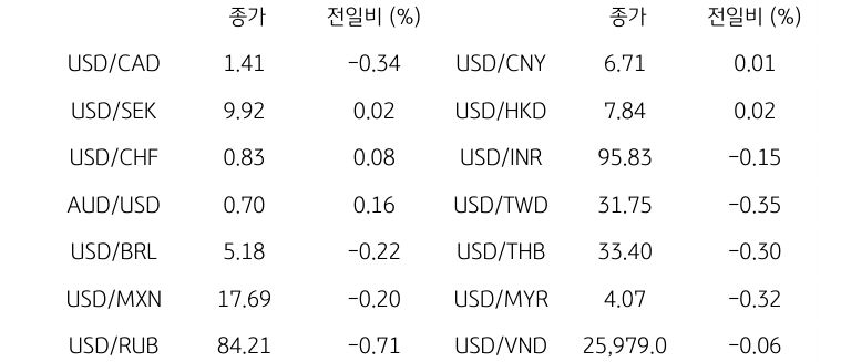 글로벌 주요 통화 동향