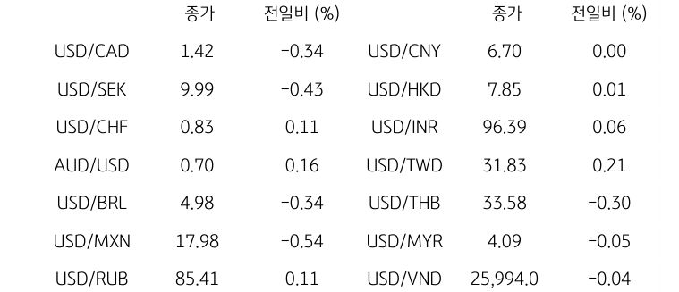 글로벌 주요 통화 동향