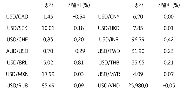 글로벌 주요 통화 동향