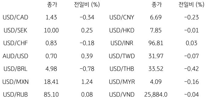 글로벌 주요 통화 동향