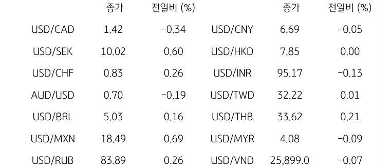 글로벌 주요 통화 동향