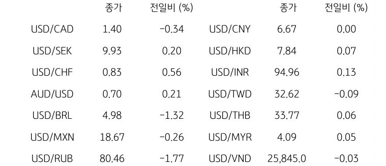 글로벌 주요 통화 동향