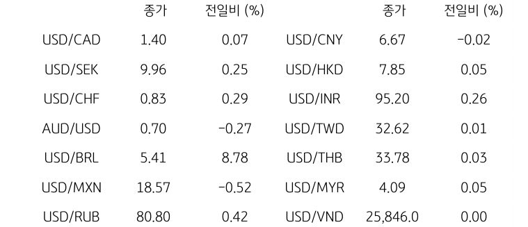 글로벌 주요 통화 동향