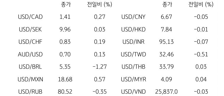 글로벌 주요 통화 동향