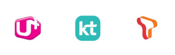 LG U+, KT, SKT 통신사 로고가 나열되어 있다