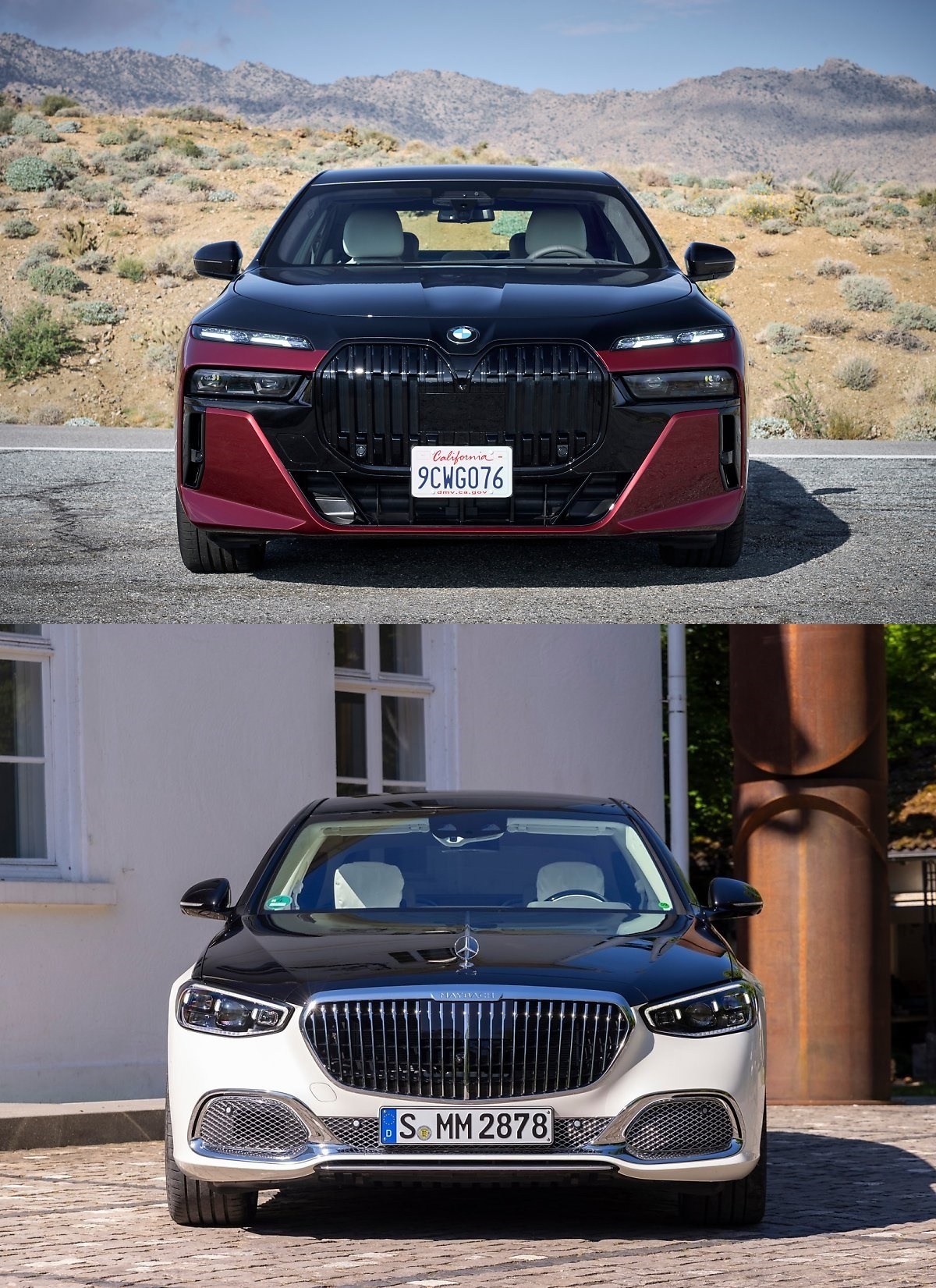 'BMW  신형 7시리즈'는 파격적인 디자인을 자랑함. 반대로 '마이바흐 S-클래스'는 중후한 감각을 내세움. 벤츠 S-클래스를 기반으로 한 모델이지만 그릴 디자인을 세로형으로 다듬고 범퍼 디자인을 바꾼 덕분에 더욱 웅장한 느낌을 자아냄.