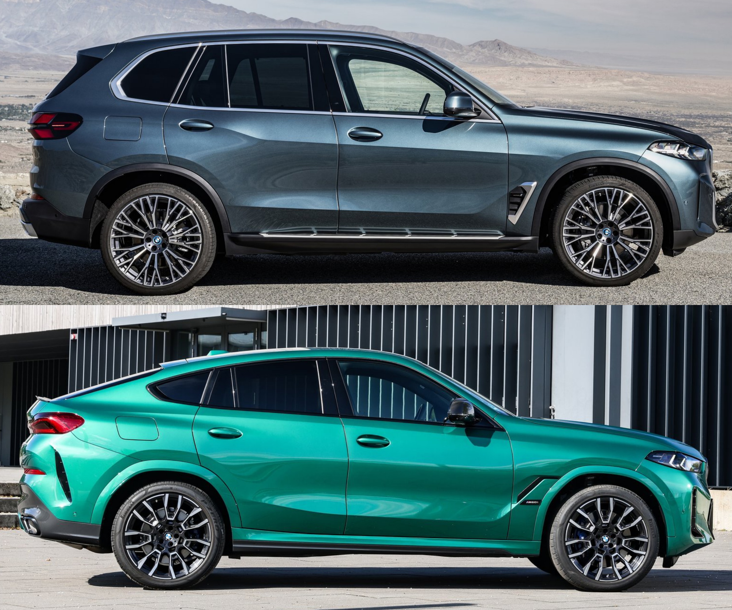 BMW X5와 X6의 '측면' 사진이다.