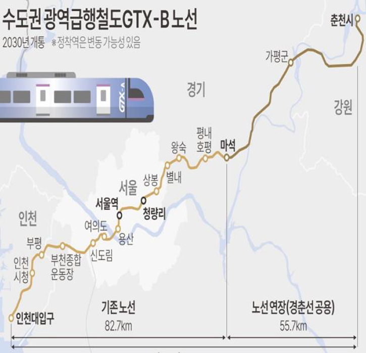'GTX-B' '노선도'다.