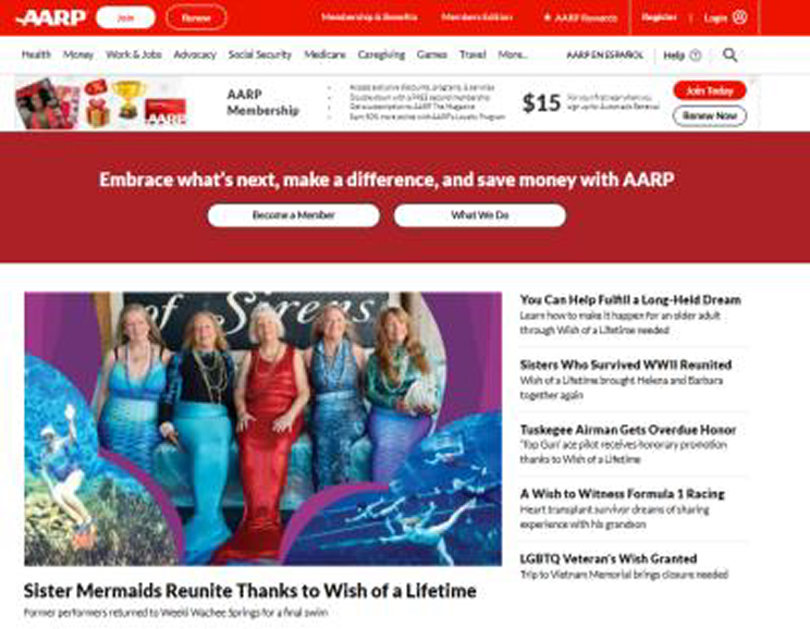 'AARP' 홈페이지 사진이다.