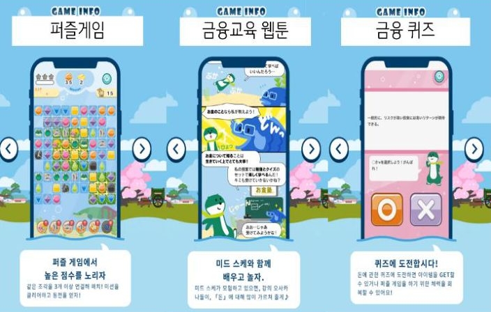 '미도스케' 경제금융 교육 게임의 실제 화면이다.