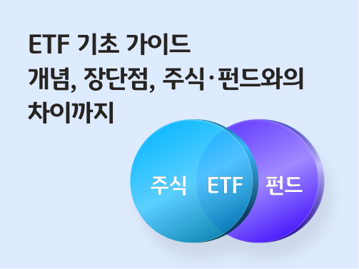 “ETF 기초 가이드 | 개념, 장단점, 주식·펀드와의 차이까지” 벤다이어그램 안에 주식, ETF, 펀드가 있습니다. 교집합 부분에 ETF가 있습니다.