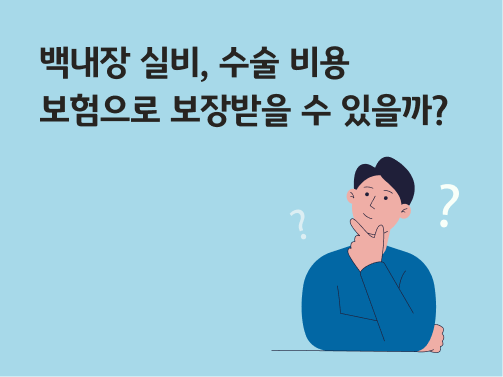 콘텐츠 제목인 '백내장 실비, 수술 비용 보험으로 보장받을 수 있을까?'라고 써있는 대표 이미지이다.