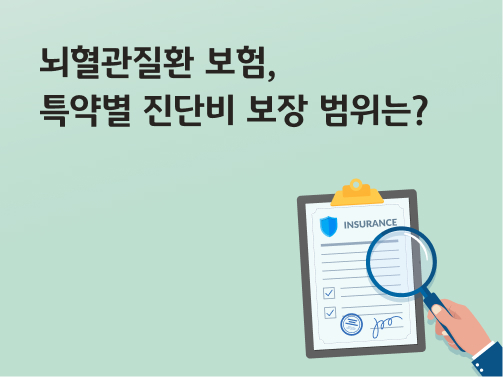 콘텐츠 제목인 '뇌혈관질환 보험, 특약별 진단비 보장 범위는?'이라고 써있는 대표 이미지이다.