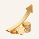 금색 동전 위로 상승하는 화살표가 삼성전가 주가와 시가총액 상승을 나타내고 있다.