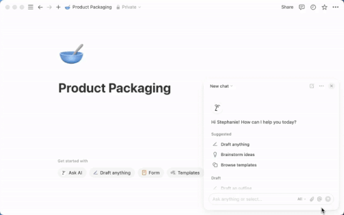 노션 AI를 활용하는 모습을 녹화한 화면이다.