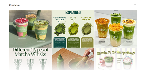 SNS에 말차를 검색하면 나오는 이미지 모음이다.