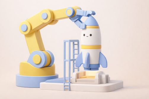 발사대에 로켓이 거치되어 있는 이미지다.