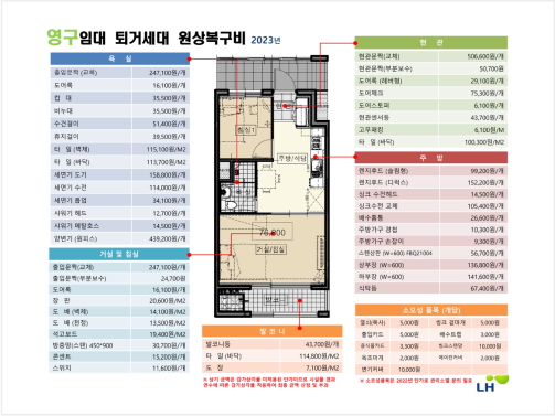 LH 임대주택 원상복구비 안내