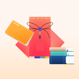 세뱃돈 봉투 옆에 통장과 책이 놓여 있어 저축과 자기계발 투자라는 두 가지 선택을 보여준다.