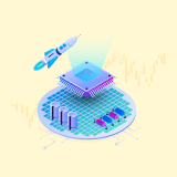 터보퀀트를 상징하는 반도체 칩 위로 데이터가 빠르게 압축·전송되는 모습을 3D 아이콘 스타일로 표현했다.