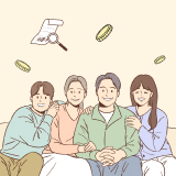 부모와 자녀로 구성된 가족 일러스트레이션. 연말정산 부양가족 공제를 상징한다. 